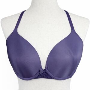 32DD VICTORIA'S SECRET Dream Angels Perfect Coverage Lace Plunge Neckline Plum